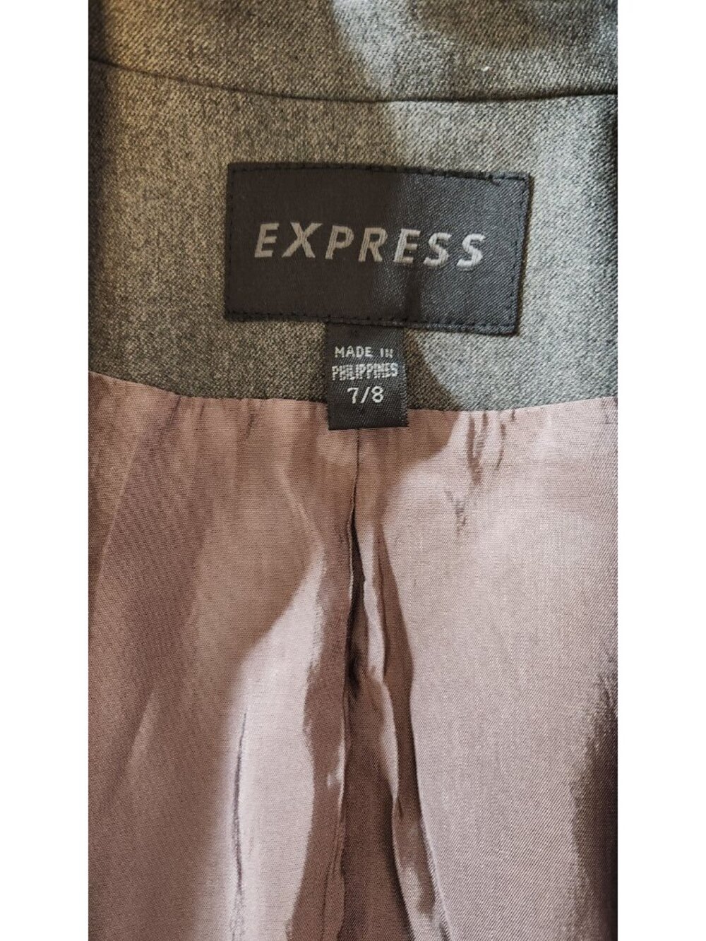 Express Grey Long Slv 3 Button Notch Blazer Jacket Top WOMENS Size 7 / 8 MEDIUM - Picture 6 of 6